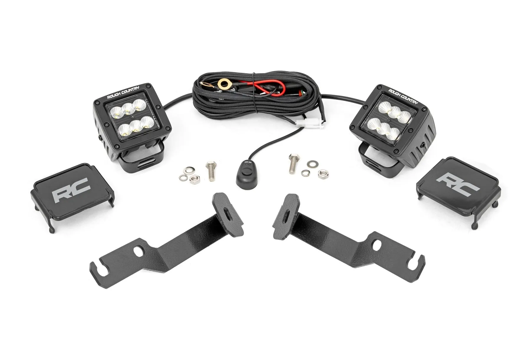 2005-15 Toyota Tacoma Rough Country Low-Profile Led Light Ditch Light Kit, Black Series Flood
