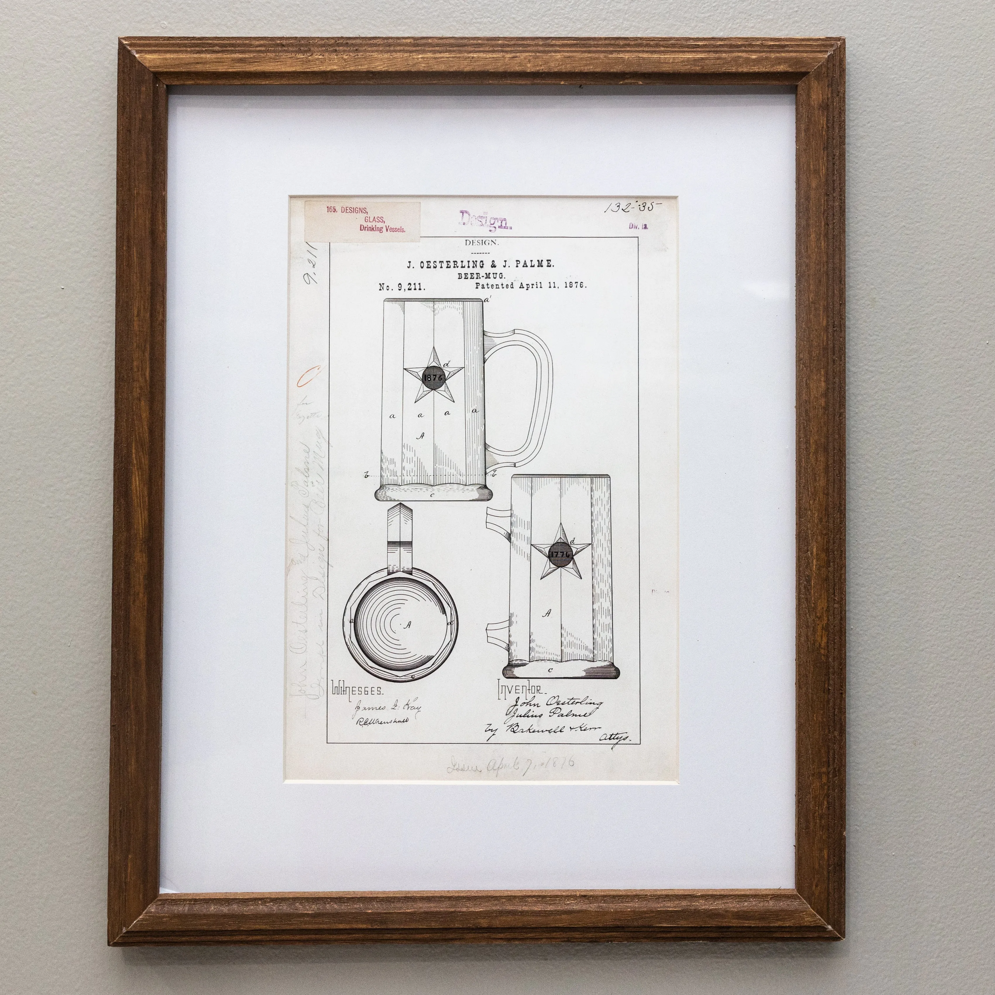 Beer Mug Patent Matted Print