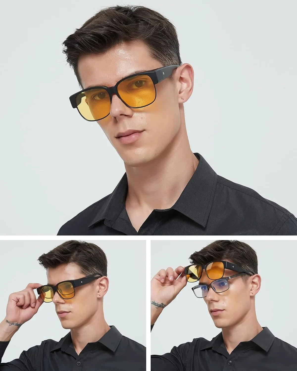 BIRCEN Polarized Fit Over Sunglasses: Wear Over Glasses Sunglasses Wrap Around Fitover Shades for Men Women UV Protection