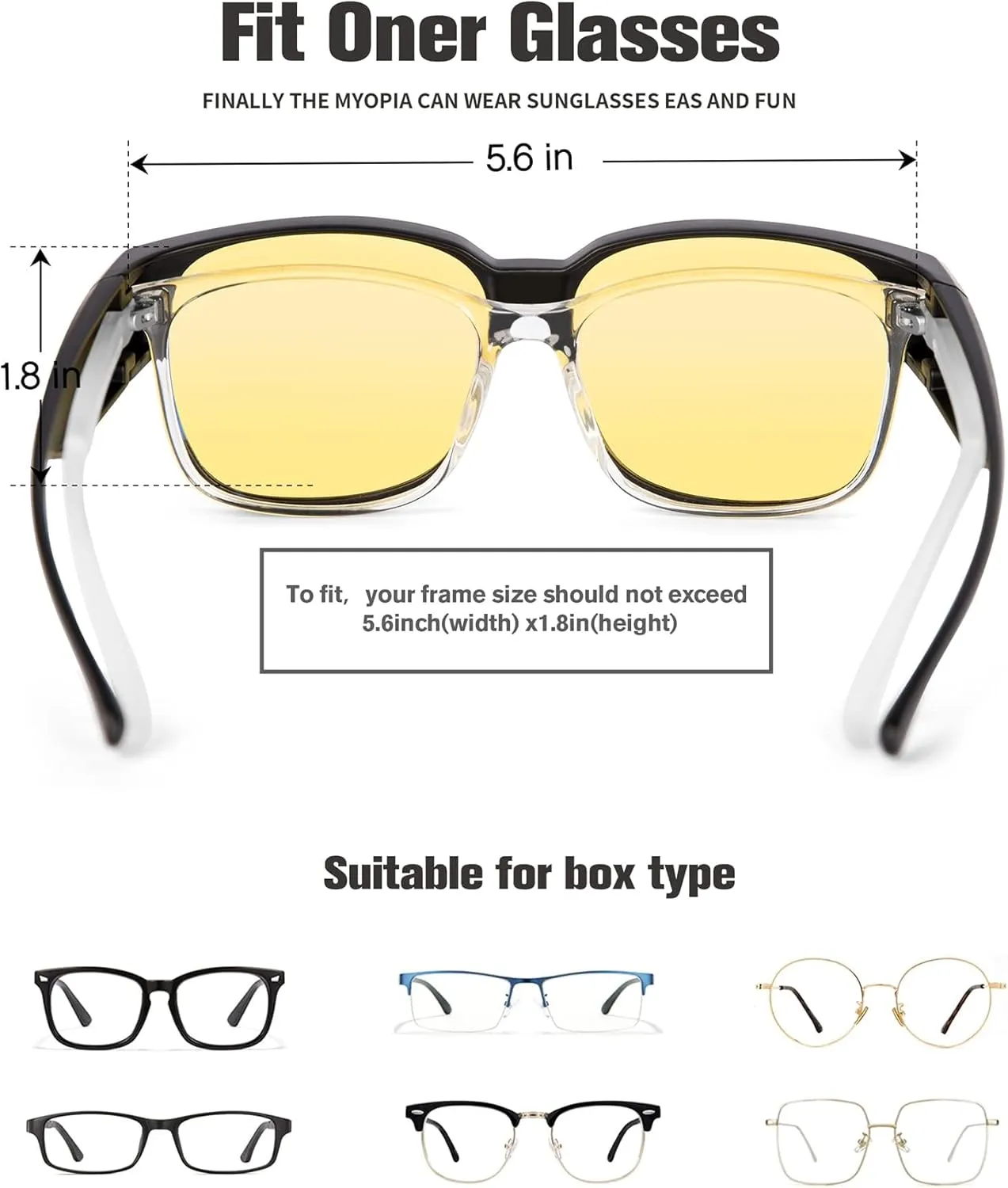 BIRCEN Polarized Fit Over Sunglasses: Wear Over Glasses Sunglasses Wrap Around Fitover Shades for Men Women UV Protection