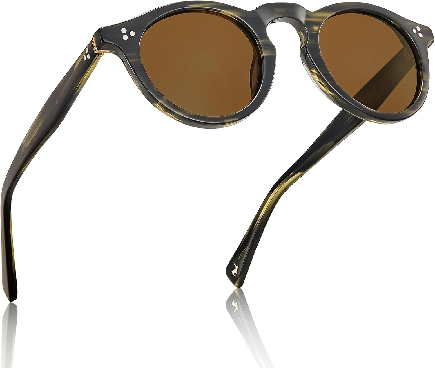 CARFIA Retro Men's Sunglasses Polarized UV400 Protection, Small Round Acetate Italian Luxury Style Driving Shades
