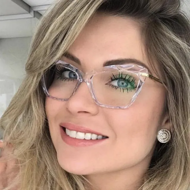 High Quality Geometric Element Frame Red Cat Glasses for Women