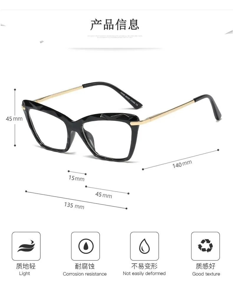 High Quality Geometric Element Frame Red Cat Glasses for Women