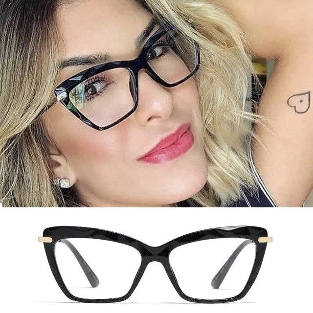 High Quality Geometric Element Frame Red Cat Glasses for Women