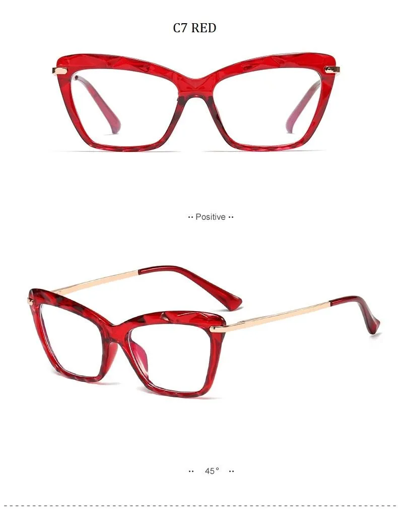 High Quality Geometric Element Frame Red Cat Glasses for Women