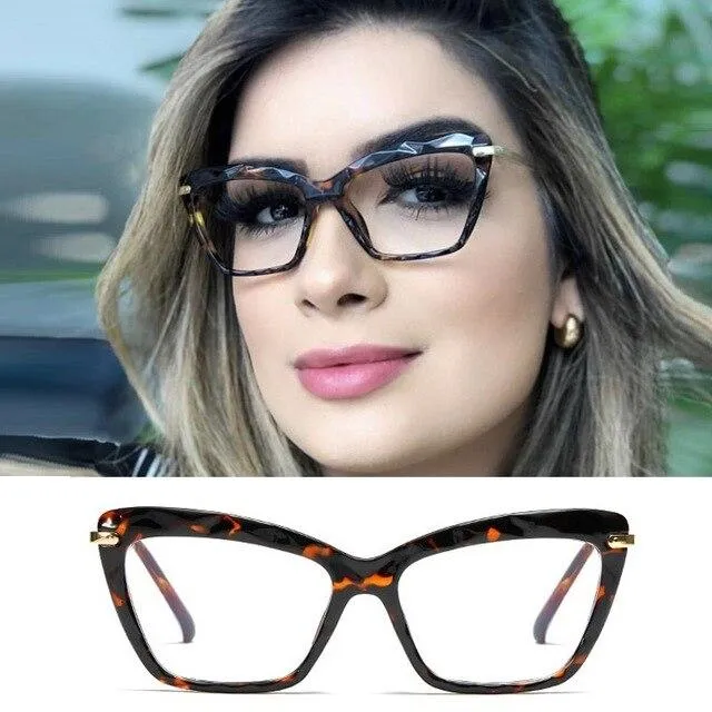 High Quality Geometric Element Frame Red Cat Glasses for Women