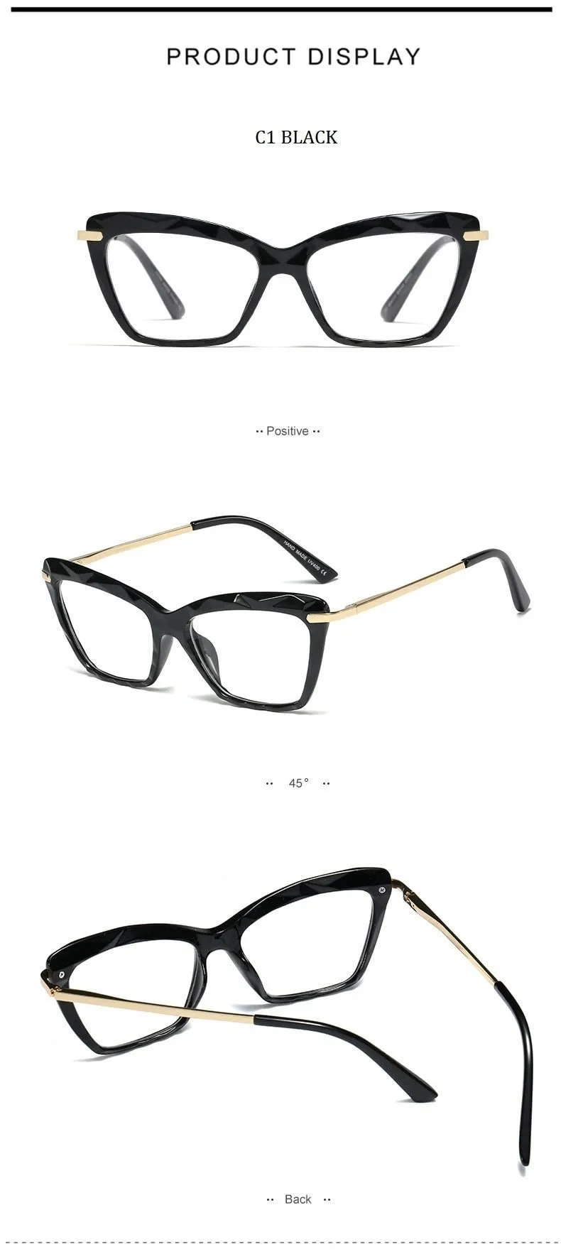 High Quality Geometric Element Frame Red Cat Glasses for Women