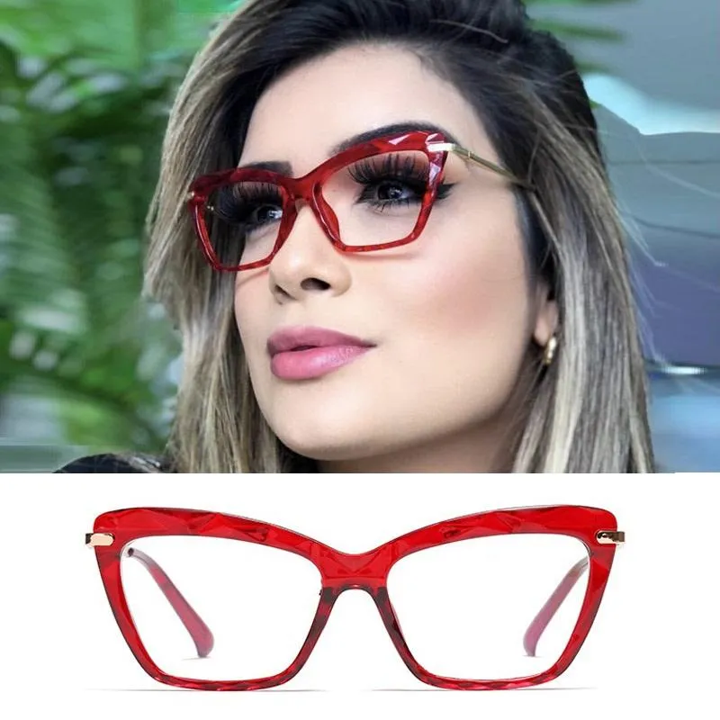 High Quality Geometric Element Frame Red Cat Glasses for Women