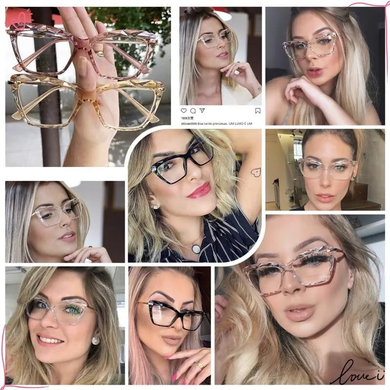 High Quality Geometric Element Frame Red Cat Glasses for Women