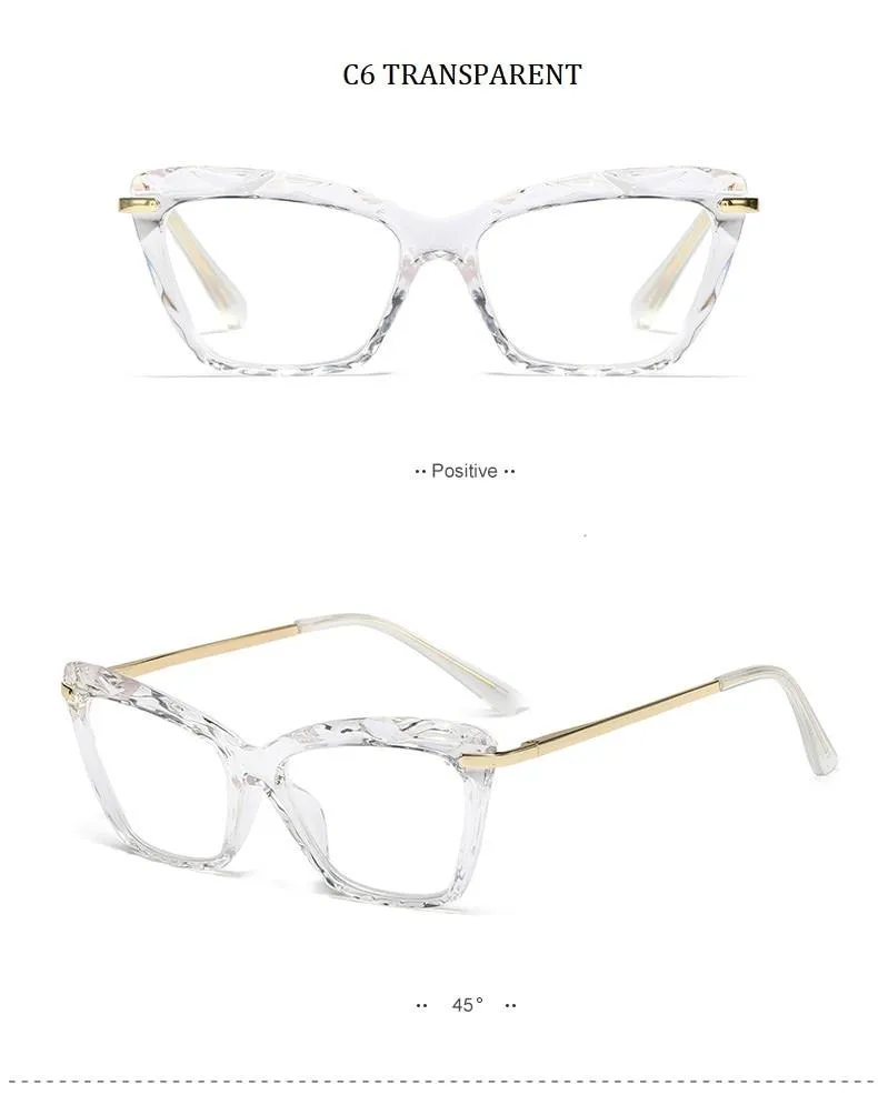 High Quality Geometric Element Frame Red Cat Glasses for Women