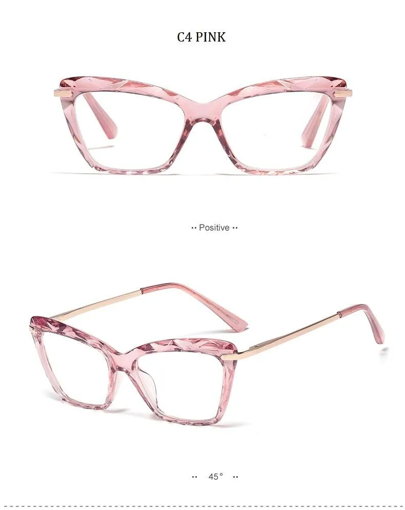 High Quality Geometric Element Frame Red Cat Glasses for Women
