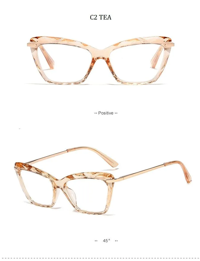High Quality Geometric Element Frame Red Cat Glasses for Women