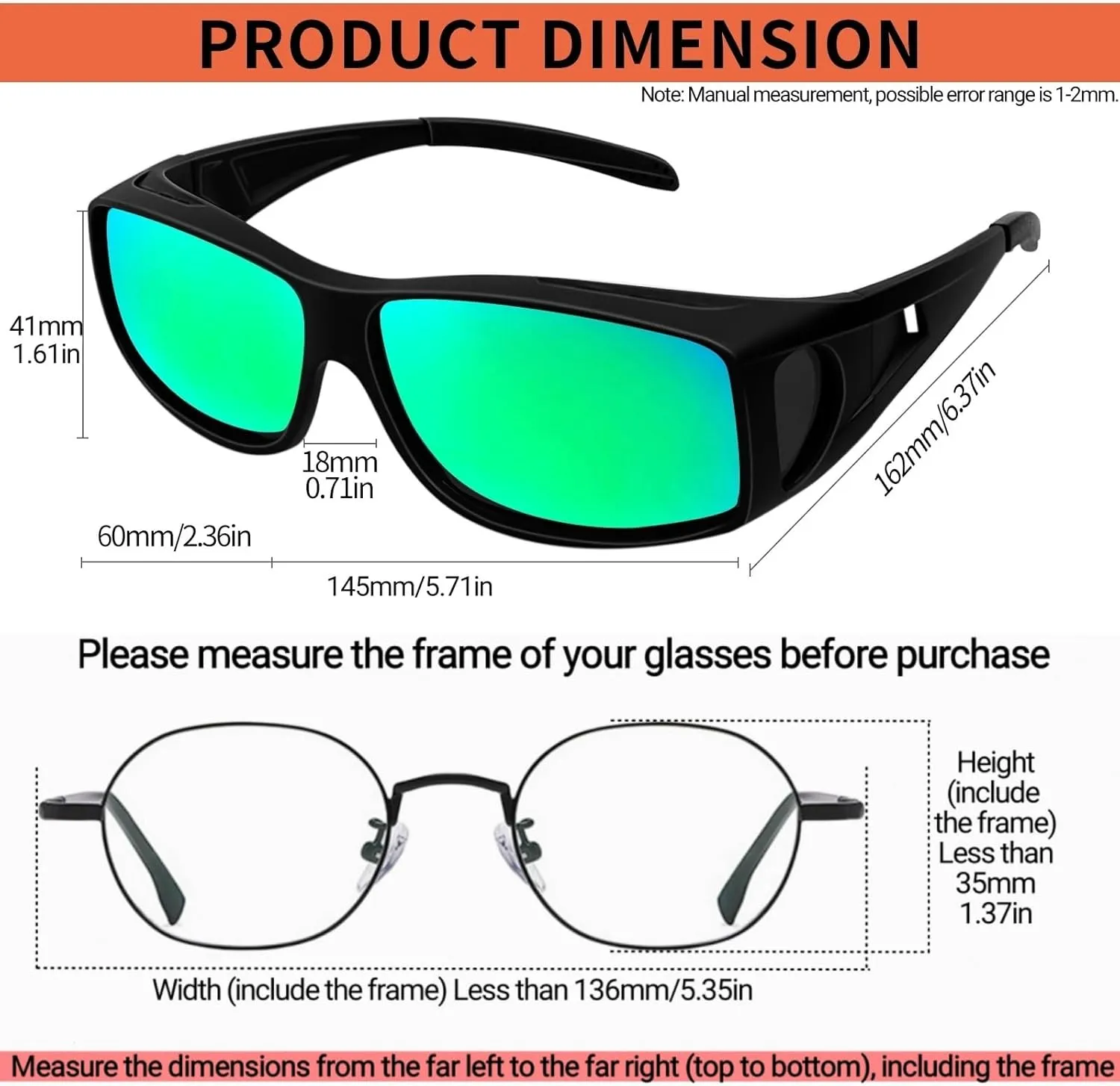 KANASTAL Fit Over Glasses for Men Women Polarized UV400 Protection Fashion Wrap Around Shades