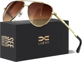 LUENX Aviator Sunglasses for Men Women Polarized Trendy Sun Shades UV 400 Protection