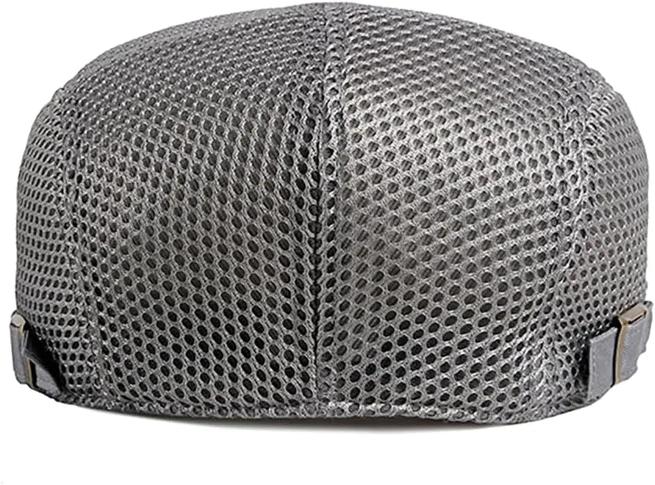 Mens Breathable Mesh Summer Hat Adjustable Newsboy Beret Ivy Cap Cabbie Flat Cap
