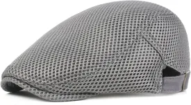 Mens Breathable Mesh Summer Hat Adjustable Newsboy Beret Ivy Cap Cabbie Flat Cap