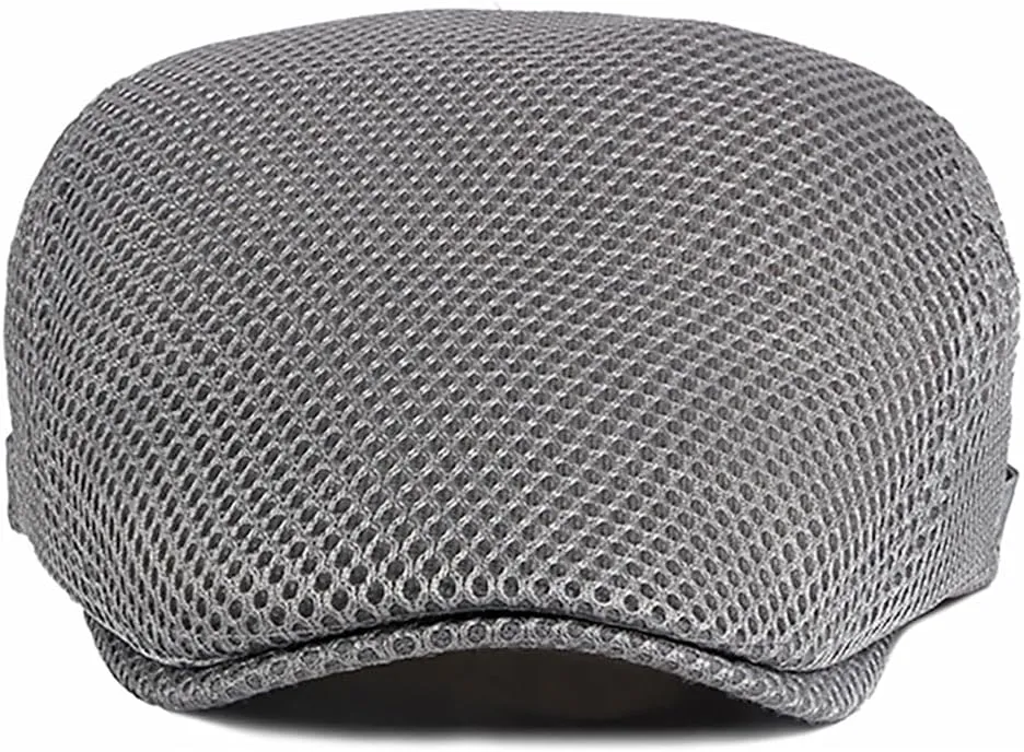 Mens Breathable Mesh Summer Hat Adjustable Newsboy Beret Ivy Cap Cabbie Flat Cap