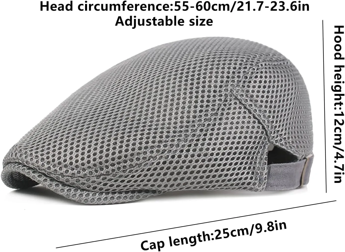 Mens Breathable Mesh Summer Hat Adjustable Newsboy Beret Ivy Cap Cabbie Flat Cap
