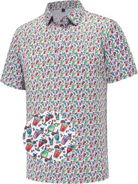 Mens Golf Polo Shirts Short Sleeve Moisture Wicking Dry Fit Performance Casual Funny Golf Polo Shirts for Men