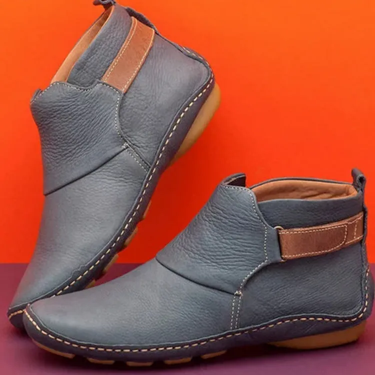 Owlkay Winter Fashion Women's Velcro Flat Ankle Martin Boots