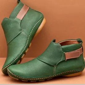Owlkay Winter Fashion Women's Velcro Flat Ankle Martin Boots