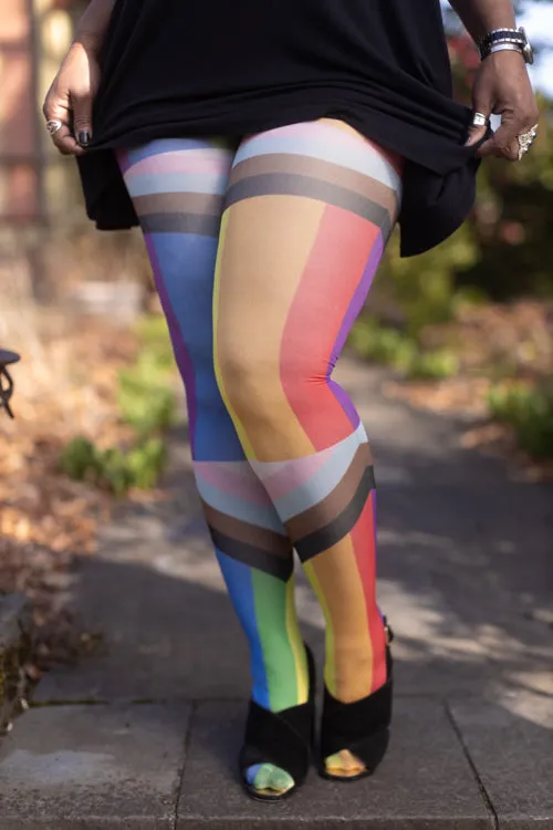 Plus Size Progress Flag Printed Tights