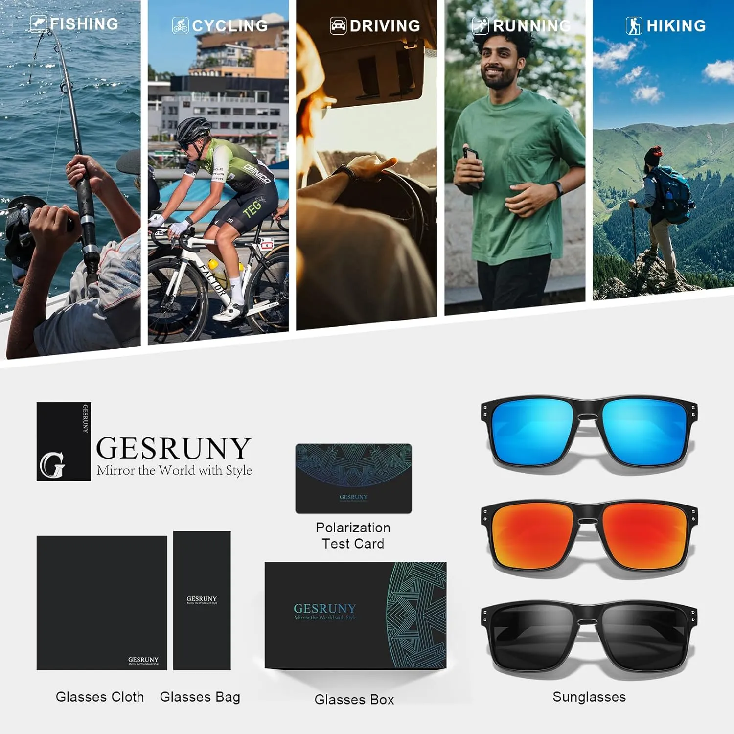 Polarized Sunglasses for Men and Women - Classic Sport Sun Glasses Shades for Driving Running Cycling Fishing