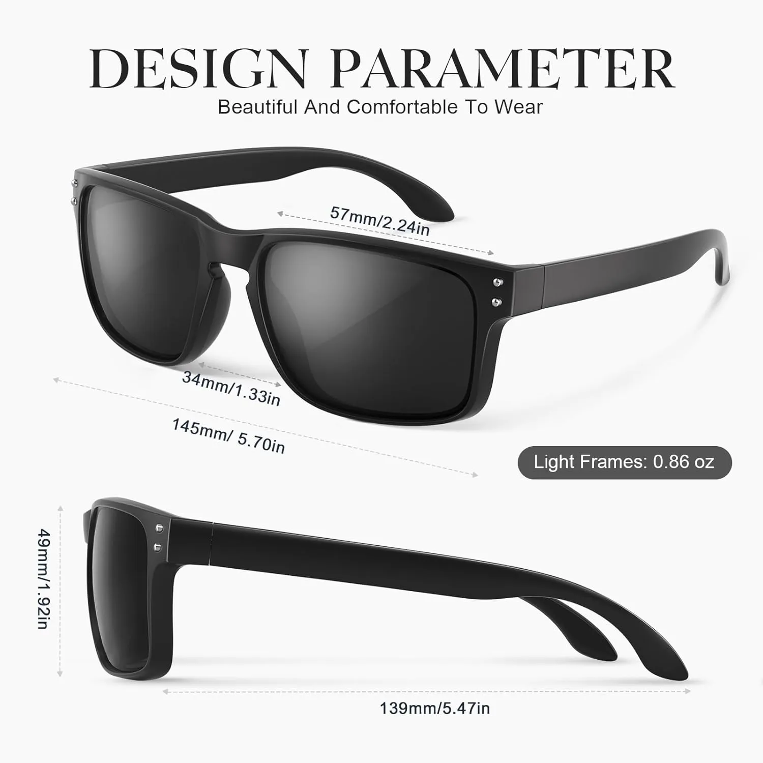 Polarized Sunglasses for Men and Women - Classic Sport Sun Glasses Shades for Driving Running Cycling Fishing