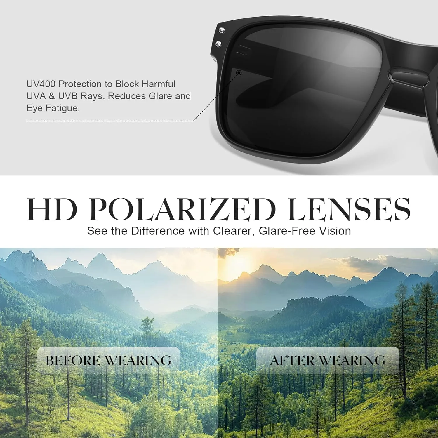 Polarized Sunglasses for Men and Women - Classic Sport Sun Glasses Shades for Driving Running Cycling Fishing