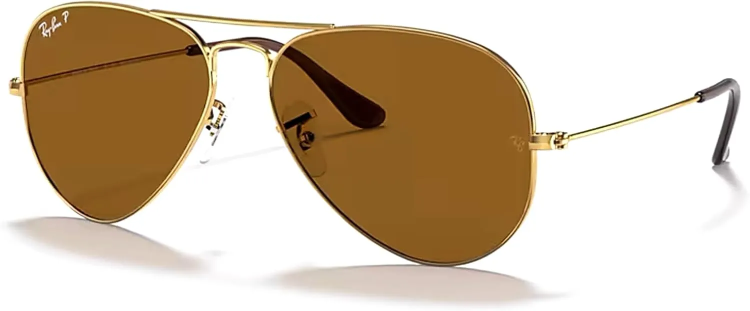 Ray-Ban RB3025 Metal POLARIZED Aviator Sunglasses For Men For Women   BUNDLE with Designer iWear Eyewear Care Kit