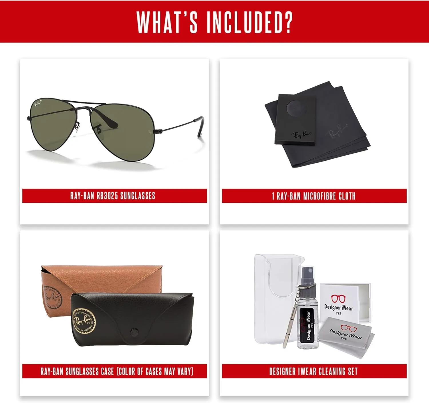 Ray-Ban RB3025 Metal POLARIZED Aviator Sunglasses For Men For Women   BUNDLE with Designer iWear Eyewear Care Kit