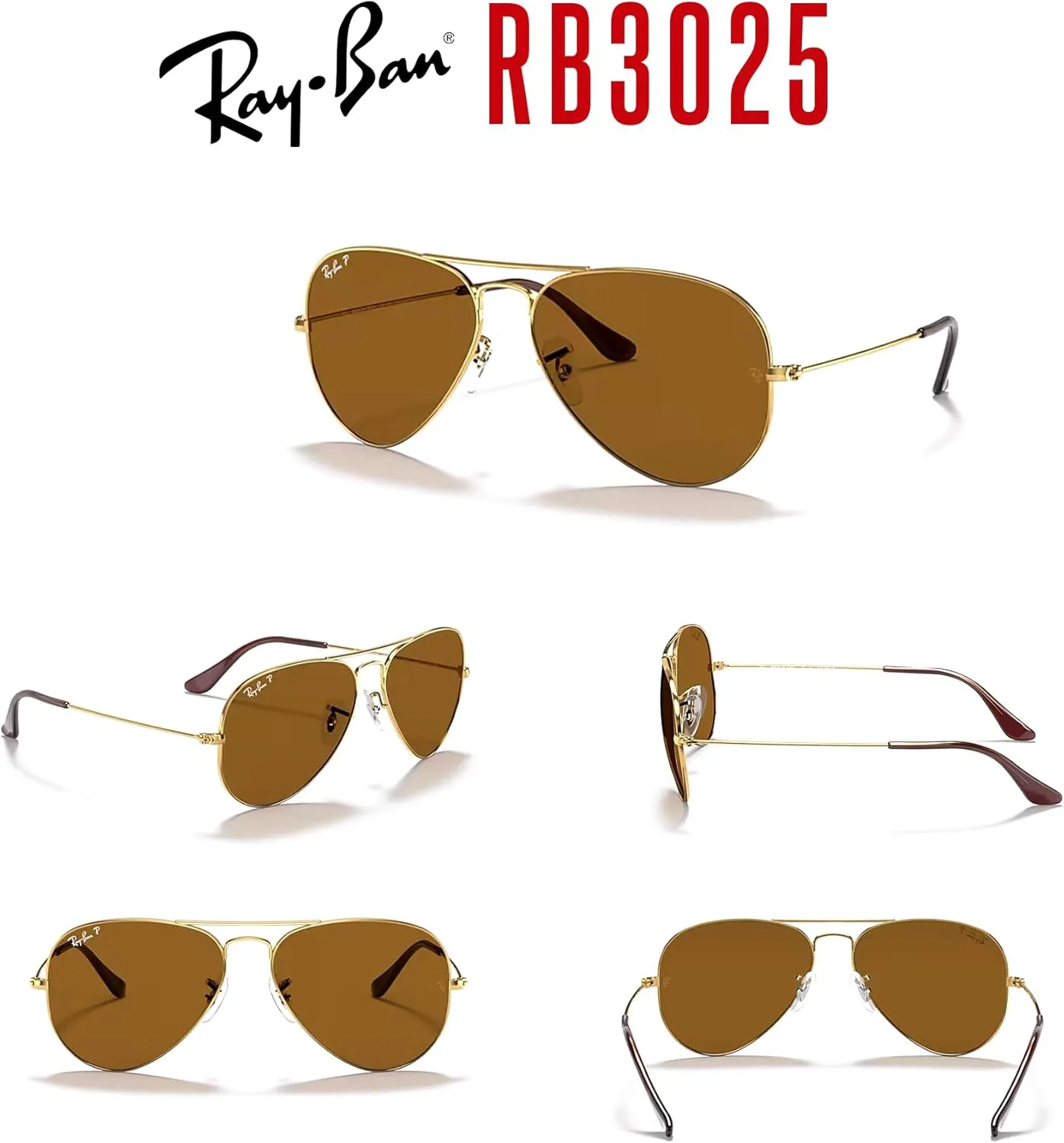 Ray-Ban RB3025 Metal POLARIZED Aviator Sunglasses For Men For Women   BUNDLE with Designer iWear Eyewear Care Kit
