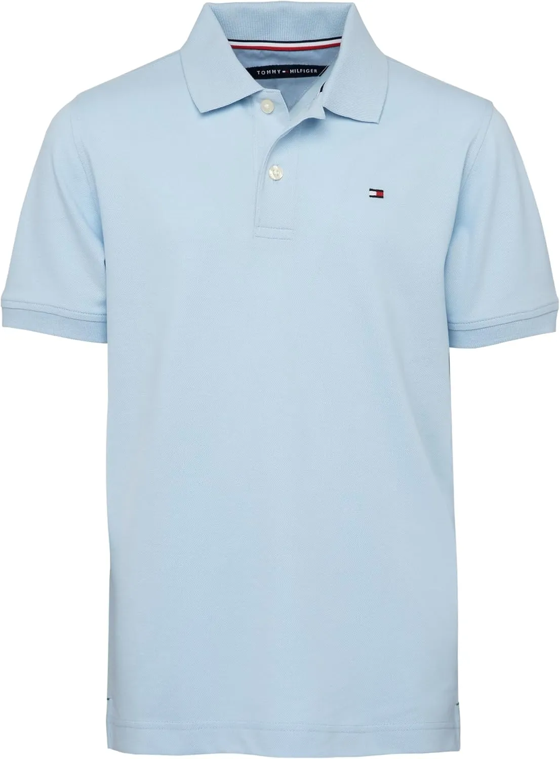 Tommy Hilfiger Boys' Short Sleeve Premium Pique Polo Shirt, Button Closure, Soft & Comfortable
