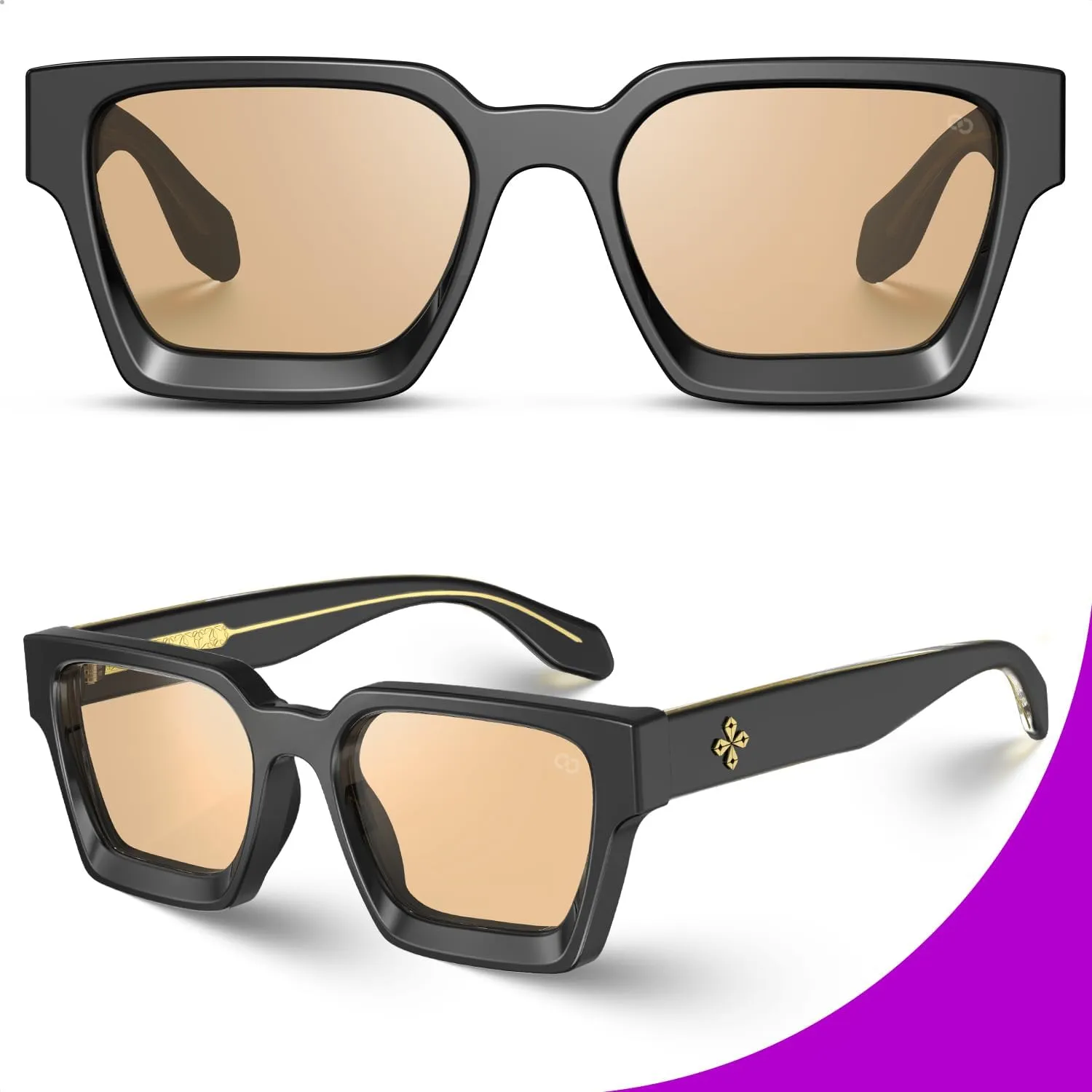 VISOONE Fashion 100% UV400 Protection Rectangle TR90 Y2K Sunglasses Accessories for Women Men RIVER