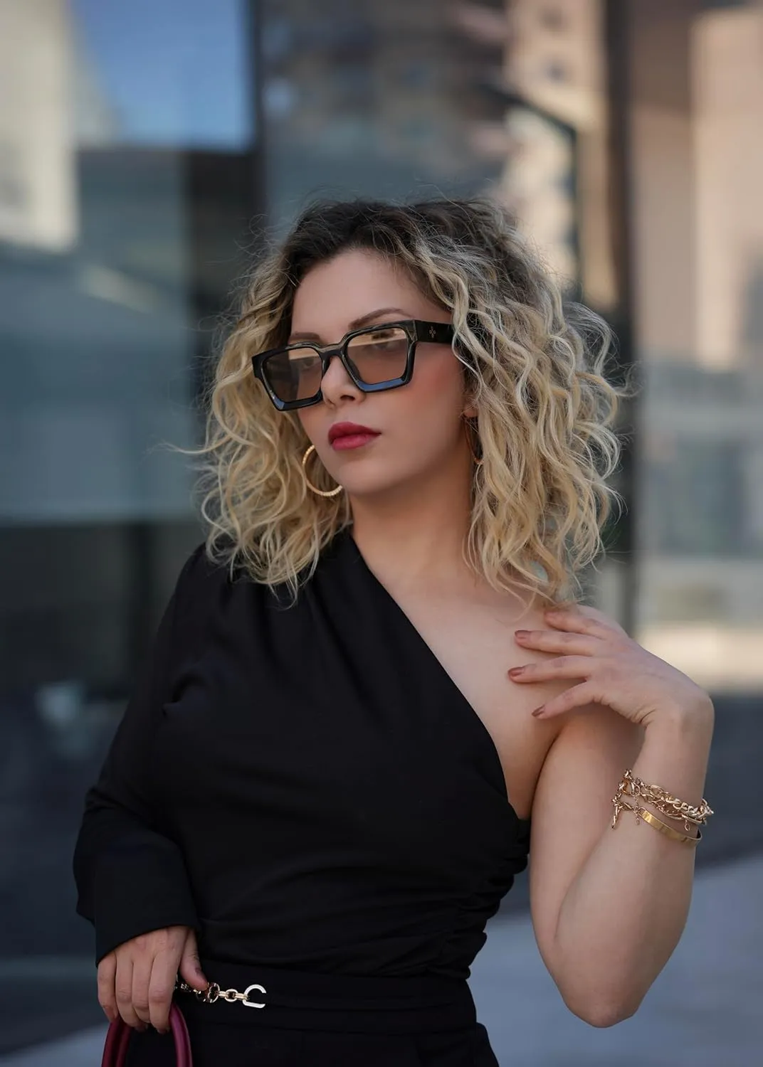 VISOONE Fashion 100% UV400 Protection Rectangle TR90 Y2K Sunglasses Accessories for Women Men RIVER