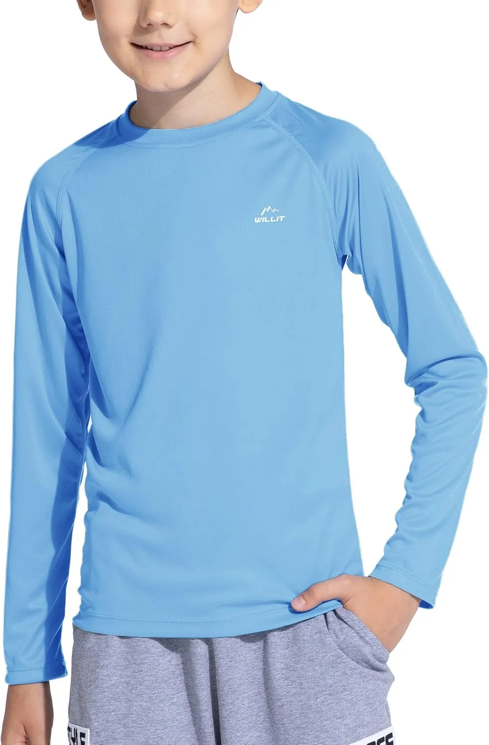 Willit Boy's UPF 50  Sun Protection Shirt Long Sleeve Rash Guard Swim Shirts Youth SPF Fishing Quick Dry Shirt