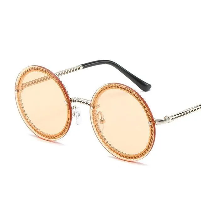 Women's Luxury Metal Chain Round Oversized Fashion Sunglasses