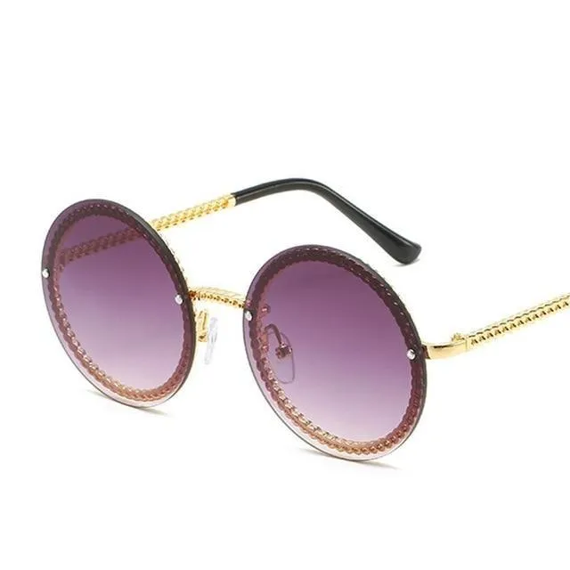 Women's Luxury Metal Chain Round Oversized Fashion Sunglasses