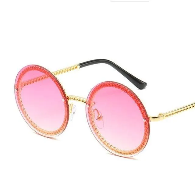 Women's Luxury Metal Chain Round Oversized Fashion Sunglasses