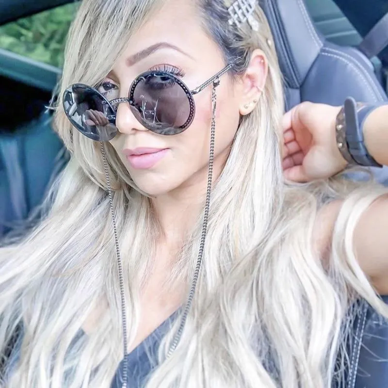 Women's Luxury Metal Chain Round Oversized Fashion Sunglasses