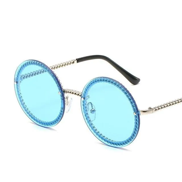 Women's Luxury Metal Chain Round Oversized Fashion Sunglasses