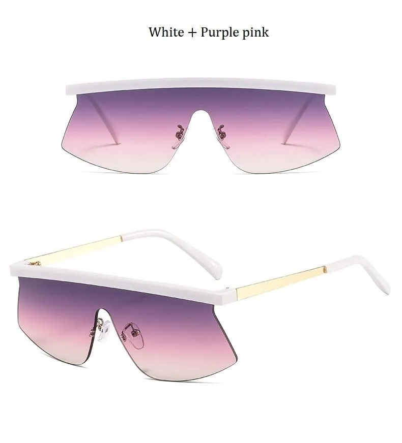 Women's Luxury Vintage Half Frame Purple Rimless Square Sunglasses
