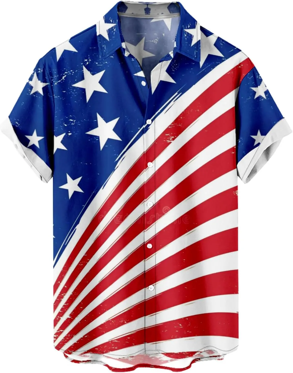 yolsun Men's 4th of July Button-Down Shirt - Casual Short Sleeve, American Flag Print, Independence Day Hawaiian Shirt