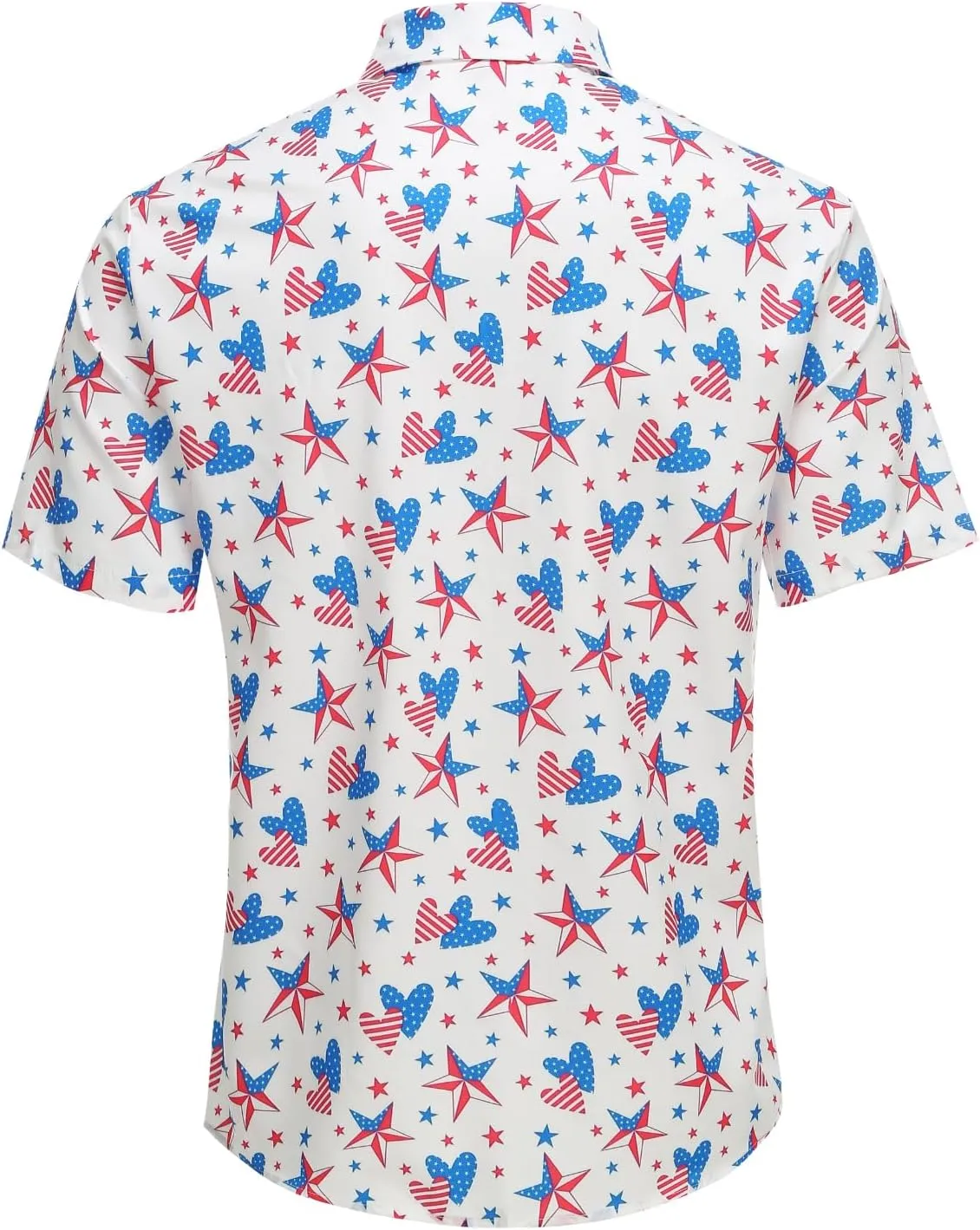 yolsun Men's 4th of July Button-Down Shirt - Casual Short Sleeve, American Flag Print, Independence Day Hawaiian Shirt
